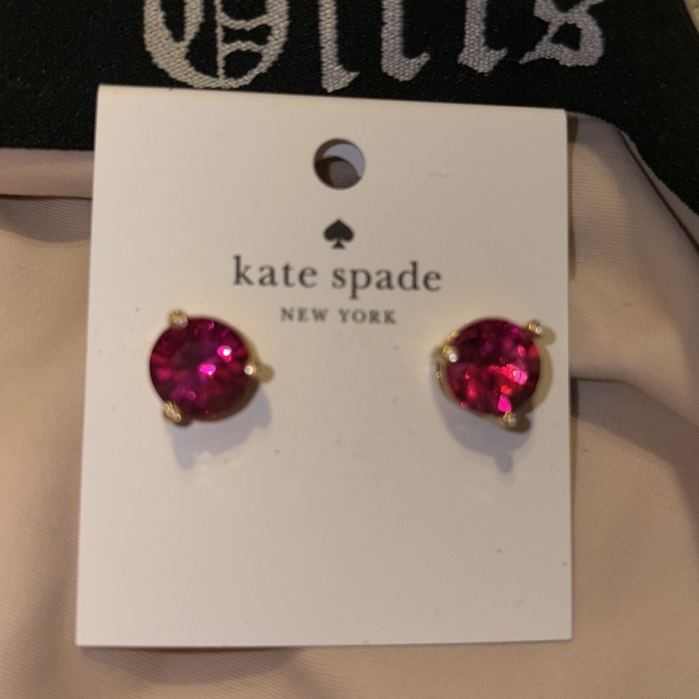NWT Kate Spade Pink Stud CRYSTAL Earrings. PLUS FREEBIES!!!